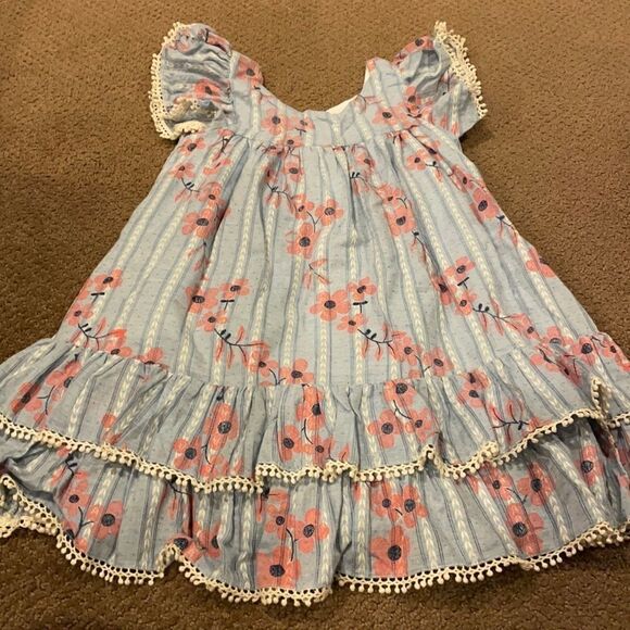 Ele Story Girls Blue Floral Lined Dress - Picture 1 of 7